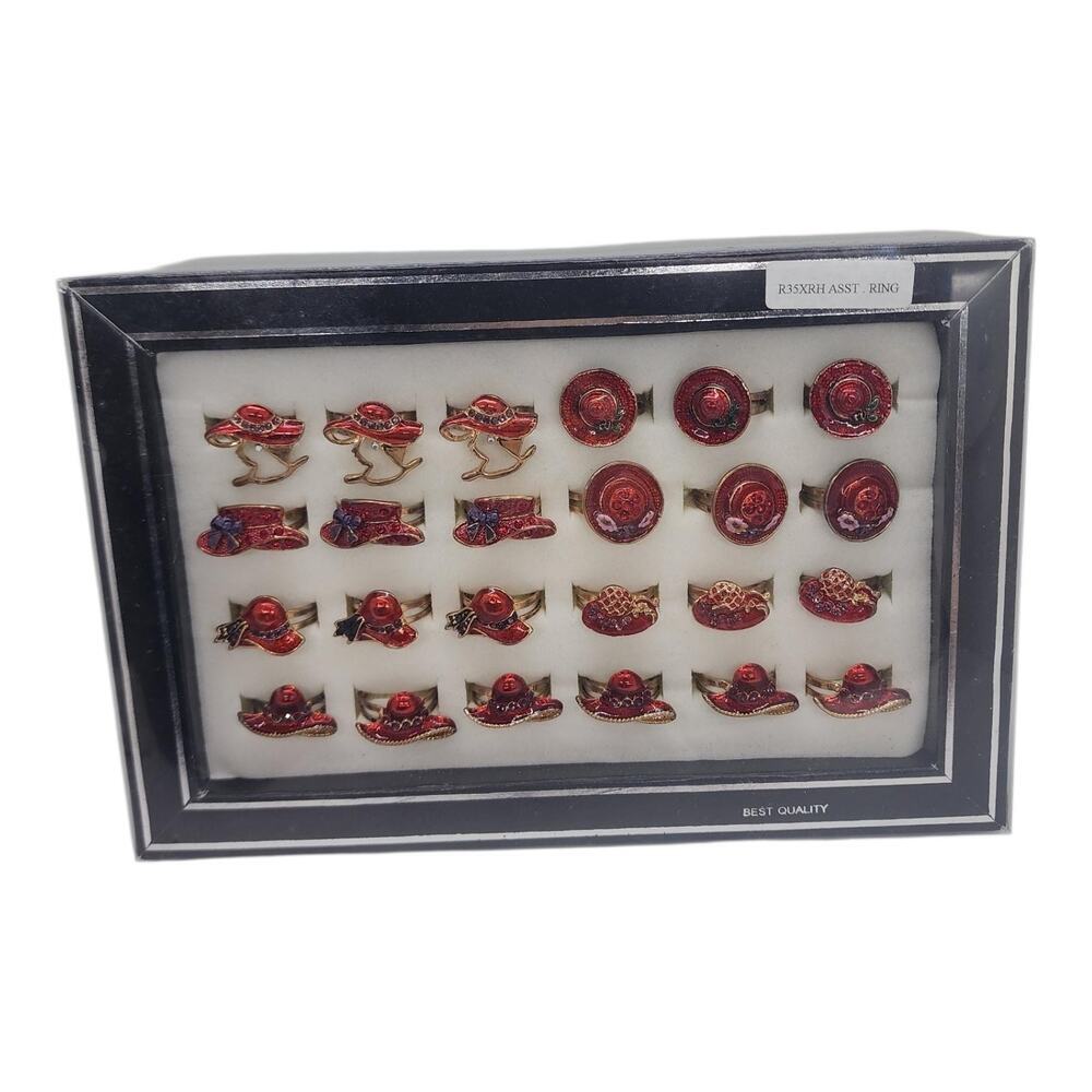 Red Hat Society Rings Display 24 Adjustable Hat Rings New Retail Store Display